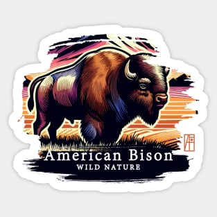 American Bison - WILD NATURE - BISON -12 Sticker